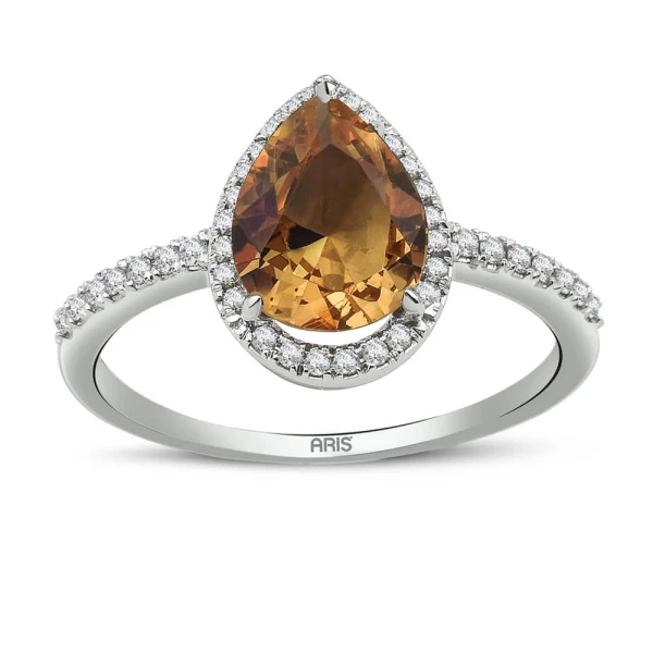 Zultanit (Diaspor) Tropfenschliff Diamantring