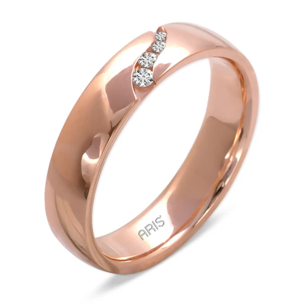 Roséfarbener Ehering mit Diamant Damenmodell