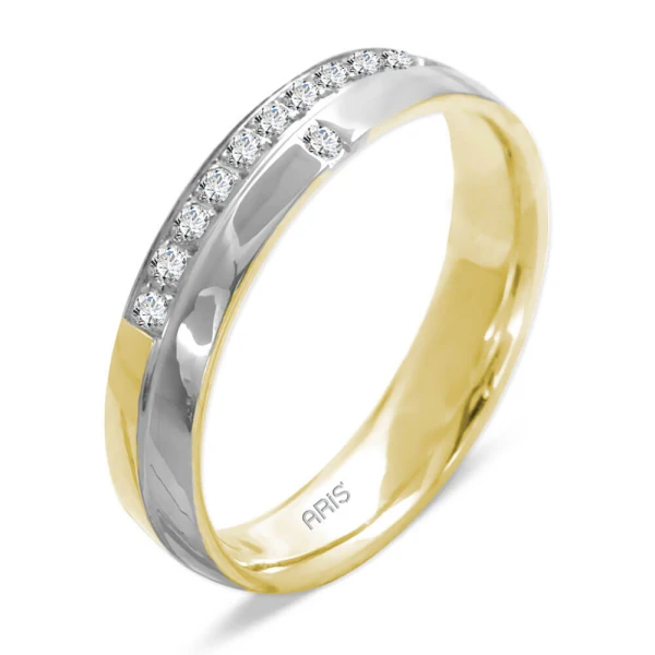 Solitärring und Halbkreis Diamant Ehering Damenmodell