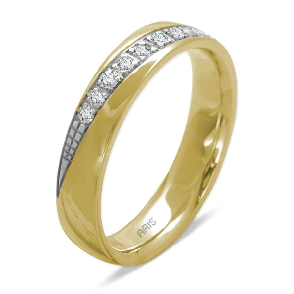 14 Karat Eleganter Stil Ehering mit Diamant Damenmodell