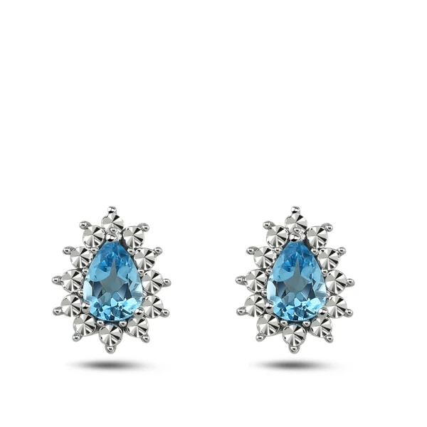Tropfen Blauer Topas Gold Ohrring