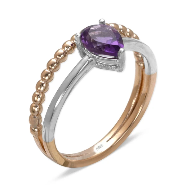 Doppelring mit Amethyststein und Dorika Kugeln