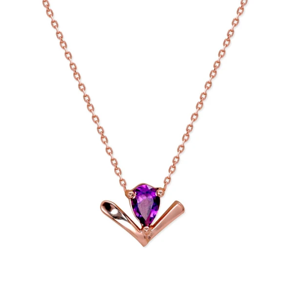 Tropfen Amethyst Goldkette