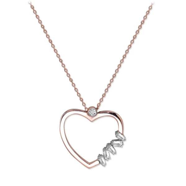 Baguette Diamant Herz Kette