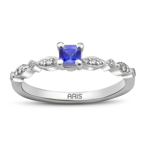 0,44 Karat Diamant Prinzessschliff Saphir-Ring