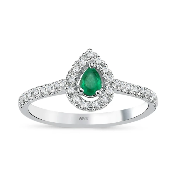 Diamant Tropfen Smaragd Ring