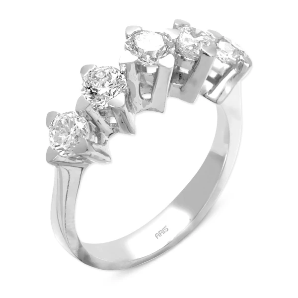 1,52 Karat Diamant Fünfstein Ehering
