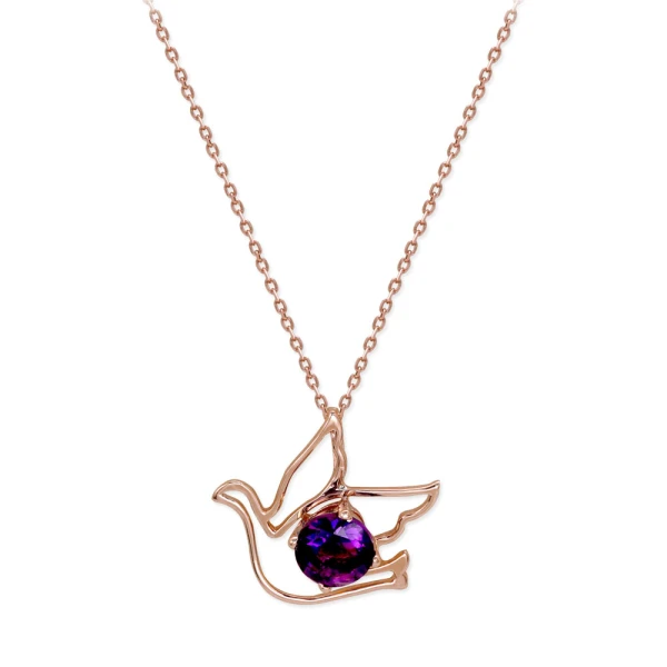 Amethyststein Vogel Goldkette