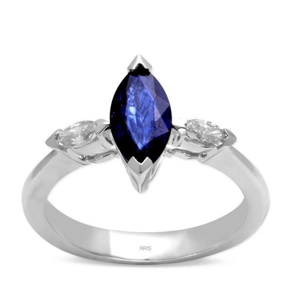 1,49 Karat Diamant Markis Saphir Ring