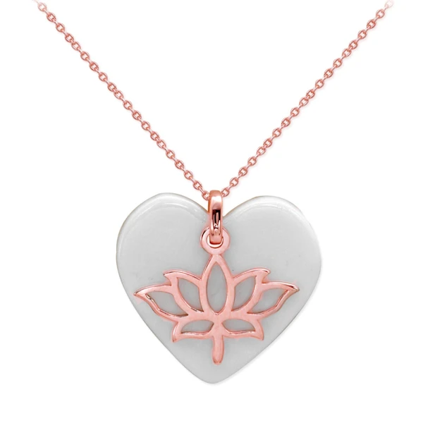 Herz-Muttermuschel Gold Lotusblume Kette