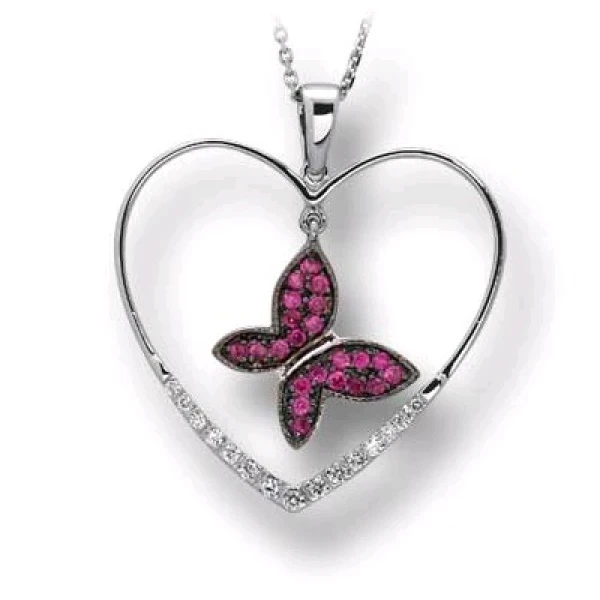 Diamant Rubin Schmetterlingsherz Kette