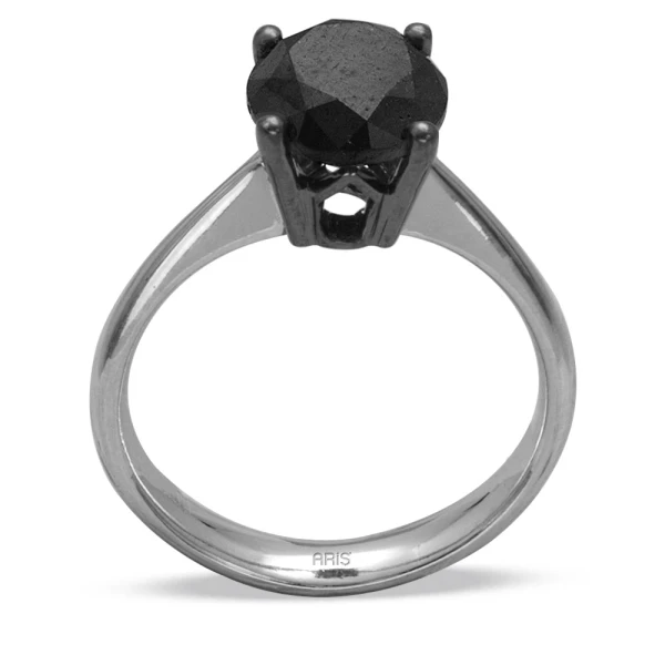 2,05 Karat Schwarzer Diamant Solitärring