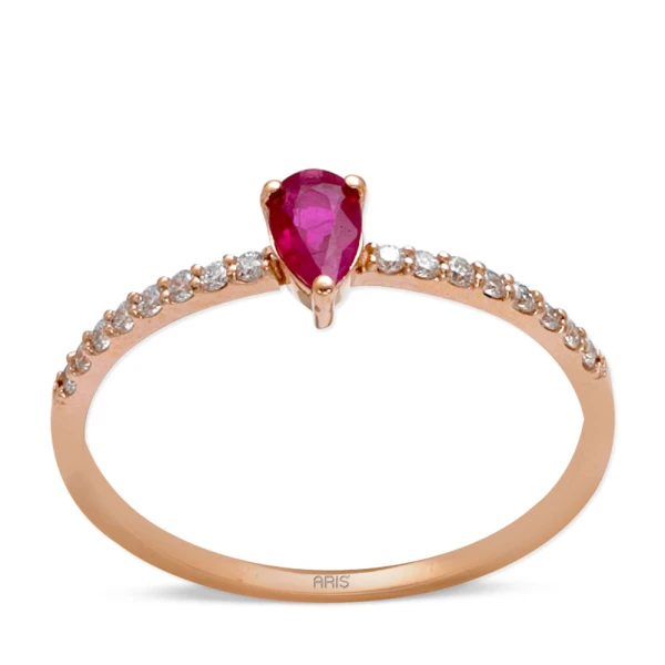 Diamant Tropfen Rubin Ring
