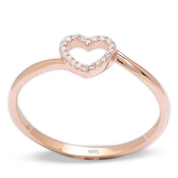 Diamant Herzring aus Rotgold