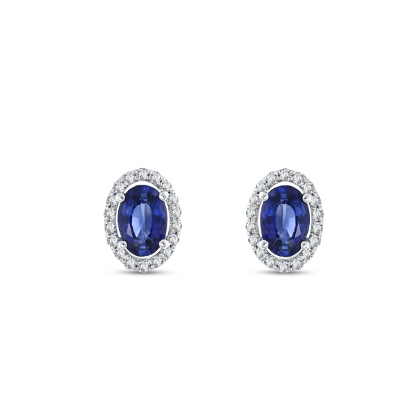 1.06 Karat Safir Oval Pırlanta Küpe