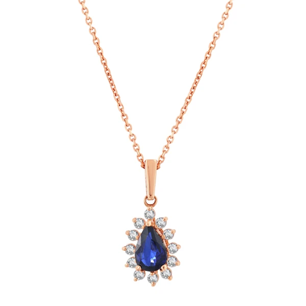 0.48 Karat Damla Safir Kolye