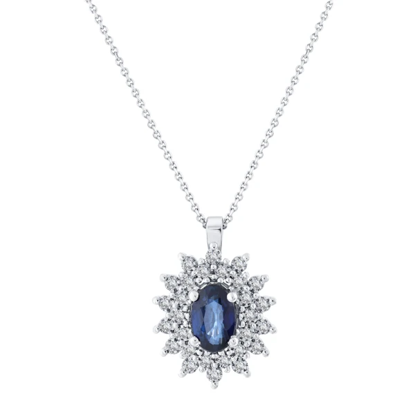 0.60 Karat Oval Safir Pırlanta Kolye