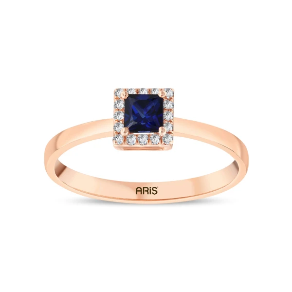 0.44 Karat Saphir Prinzessschliff Diamant Ring