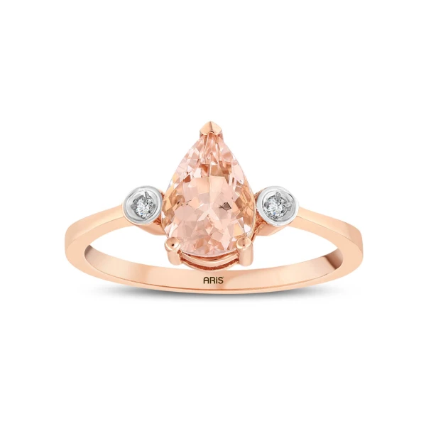1,12 Karat Morganit Tropfen-Solitär-Ring