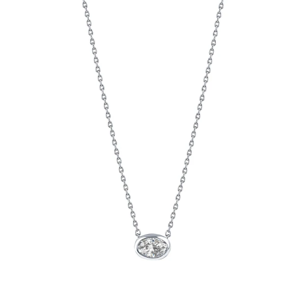 L’oval 0,38 Karat Ovaler Solitär Diamant-Halskette