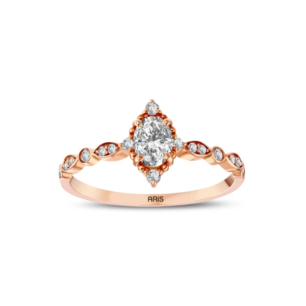 L’oval 0,47 Karat Ovaler Diamantring im Vintage-Stil