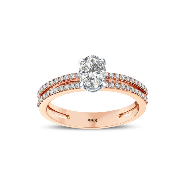 L’oval 0,83 Karat Ovaler Solitär Diamantring mit internationalem Zertifikat