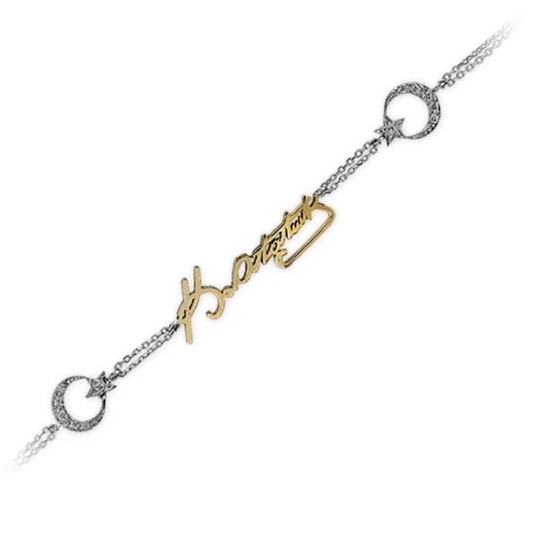 Diamant Halbmond-Stern mit Kemal Atatürk Armband