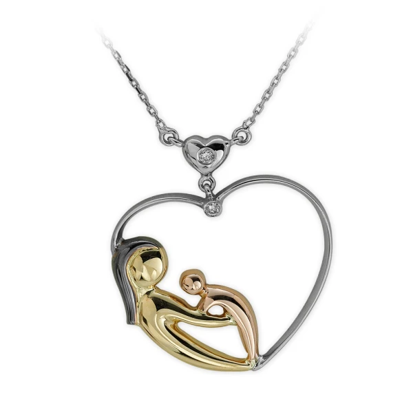 Diamantkette Mutter und Baby Herz