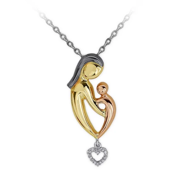 Diamant Mutter-Kind Kette mit Diamant