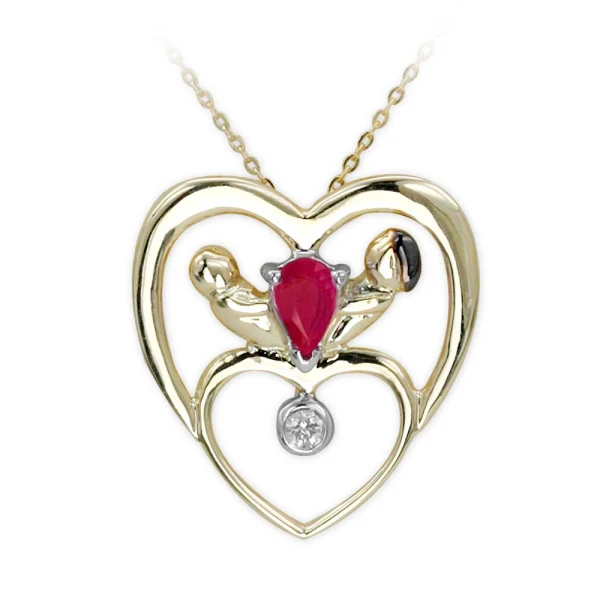 Diamant Rubin Mutter-und-Kind Kette