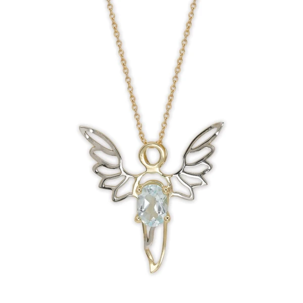 Kraftengel Blauer Topas Goldkette (Sandalphon)