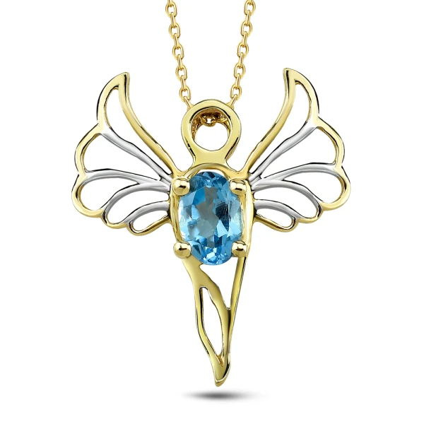 Friedensengel mit Blauem Topas Kette (Mikail)