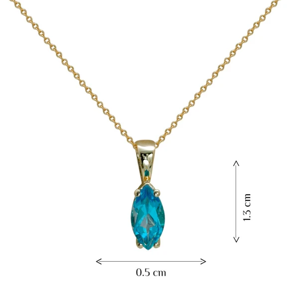 Blautopas Marquise Gold Halskette