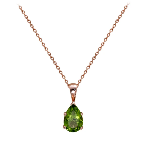 Tropfen Peridot Goldkette