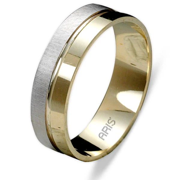 Zweifarbiger Glatter Gold Ehering Damenmodell