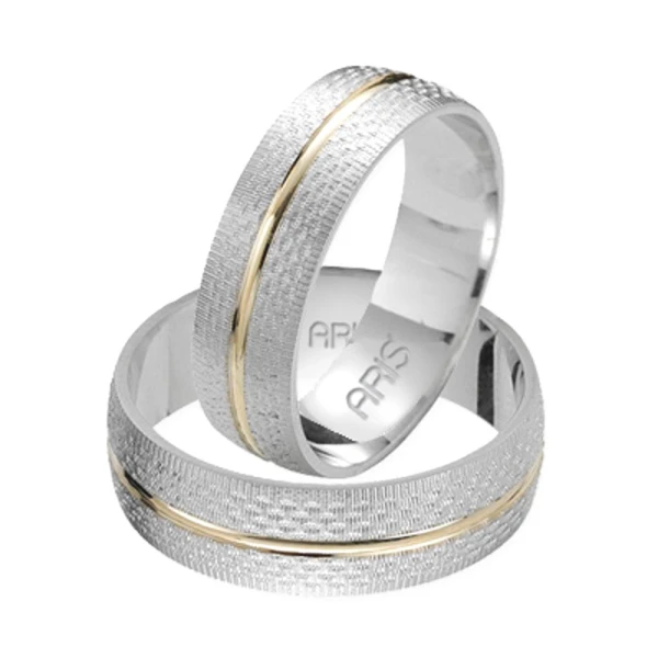 Gravur- und Glanzdesign Einzel & Doppel Weißgold Ehering Damenmodell