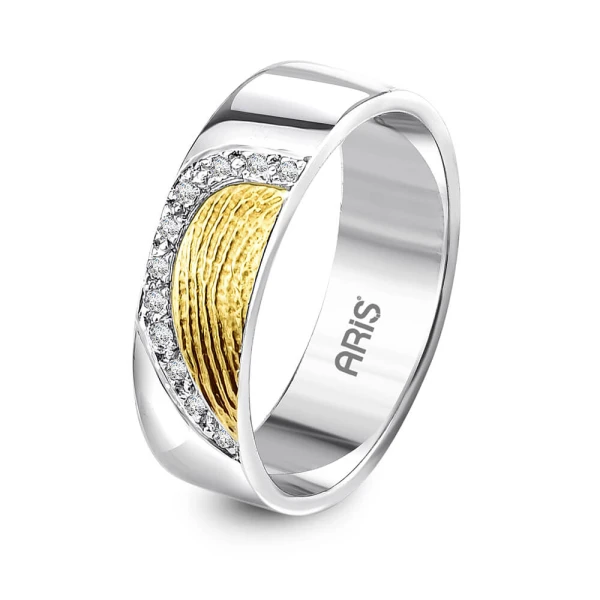 Diamant Herzförmiger Fingerabdruck Gold Ehering Damenmodell