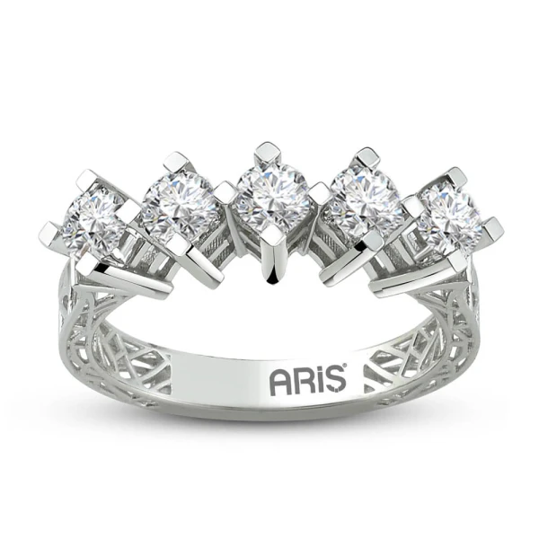 1.27 Karat F-Farbe Diamant Fünfstein Ring