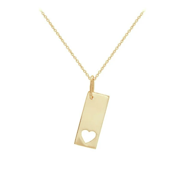14 Karat Gold Herzmuster-Plakette Kette