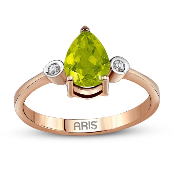 Diamant Peridot Tropfen Ring