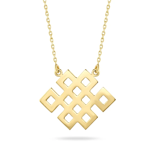 Keltische Symbole – Unendliches Glücksknoten Goldkette (Herakles)