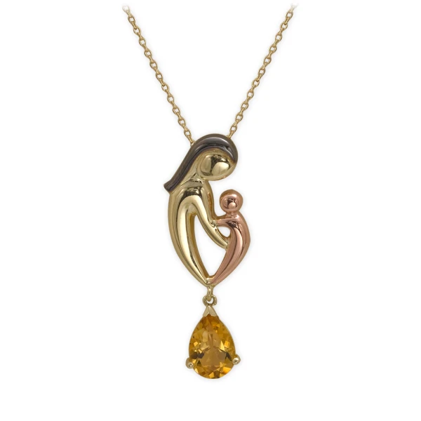 Mutter-Kind Gold Tropfen Peridot Kette