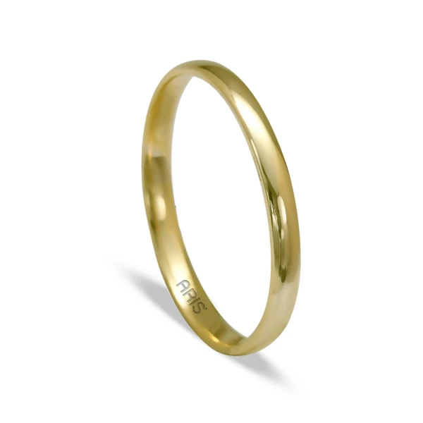 22 Karat Klassischer Gewölbter Gold Ehering (2 mm) Herren Modell