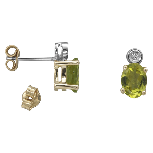 Oval Kesim Peridot Pırlanta Küpe