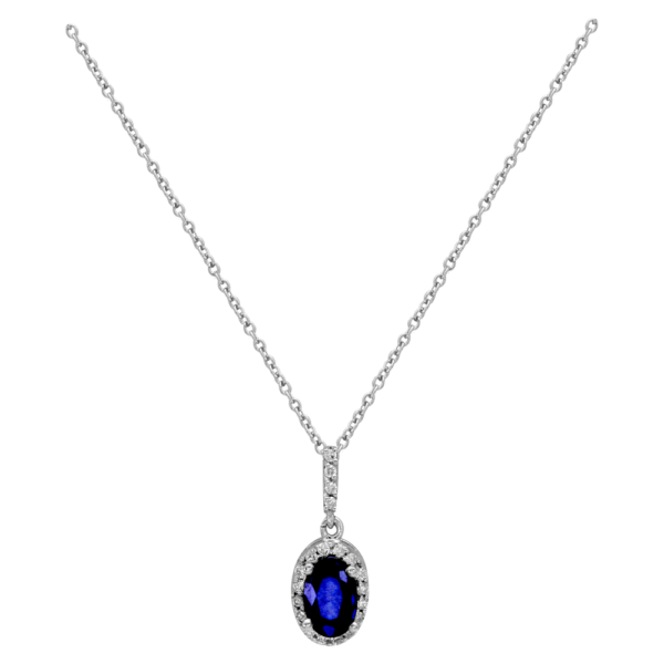 Oval Kesim Safir Pırlanta Kolye