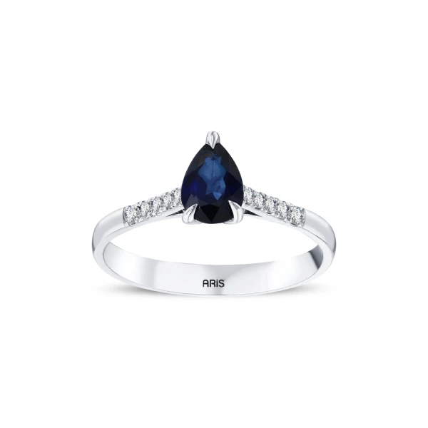 0,72 Karat Tropfenschliff Saphir-Diamantring