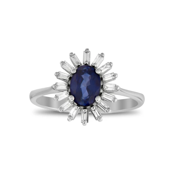 1,22 Karat Saphir-Baguette-Diamantring