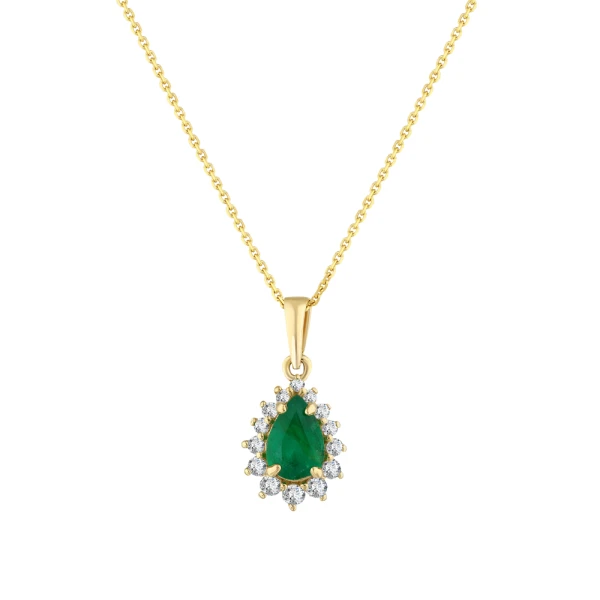 Tropfen Smaragd Diamant Halskette