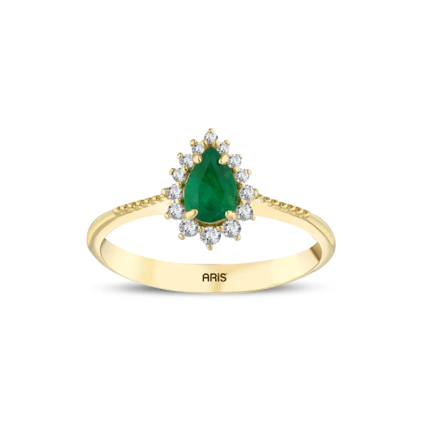 Tropfen Smaragd Diamant Ring