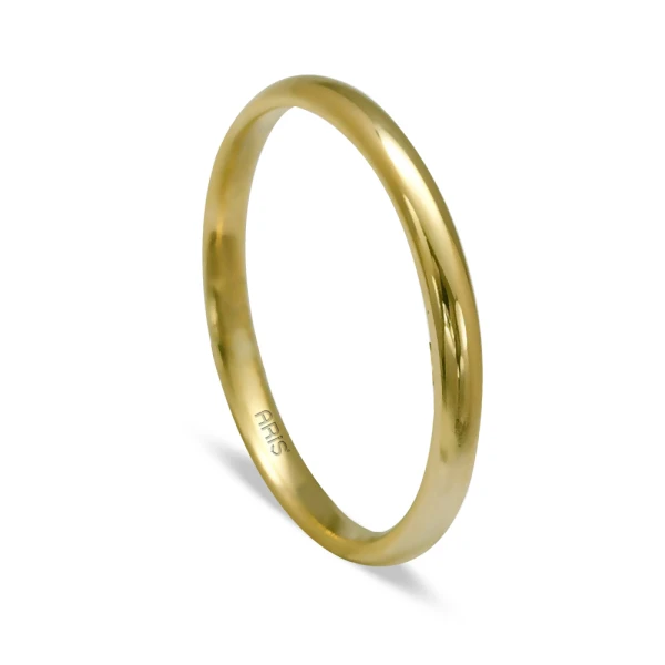 14 Karat Gewölbter Gold Ehering (2 mm) Herren Modell